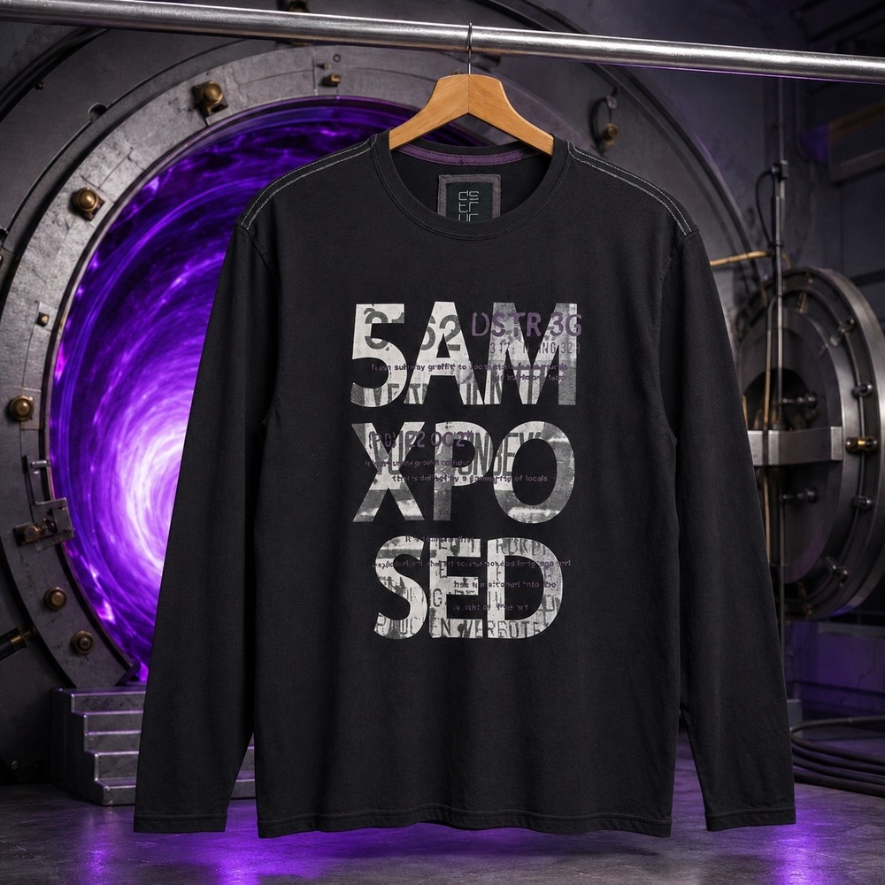 Angelo Litrico Mens Long Sleeve Distressed Tee Black Size L 5AM XPOSED